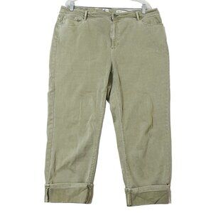 J. Jill Denim Jeans Womens 20 Elastic Stretch Green Cropped Cuffed